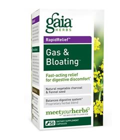 Charcoal Gas & Bloating, Gaia Herbs (50 Capsules)