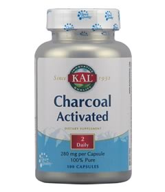 Charcoal Activated 280 mg, KAL (100 Capsules)