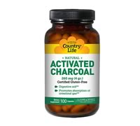 Natural Activated Charcoal 260 mg, Country Life (100 Capsules)